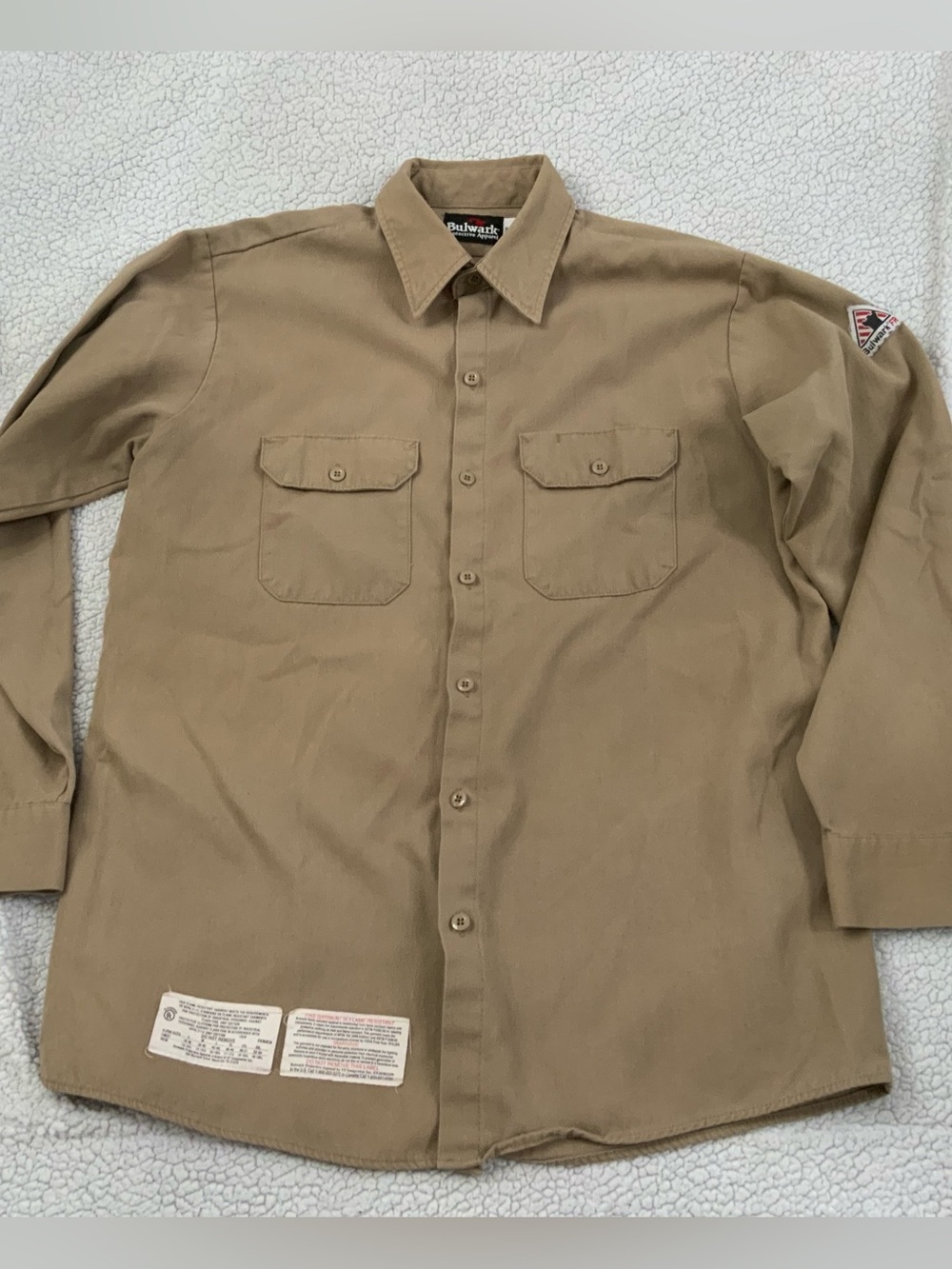 Bulwark Protective Apparel FR Shirt Mens Large Tan Long Sleeve Flame Resistant
